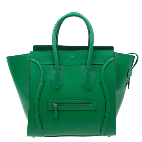 Pre Owned Celine Green Smooth Calfskin Mini Luggage Tote
