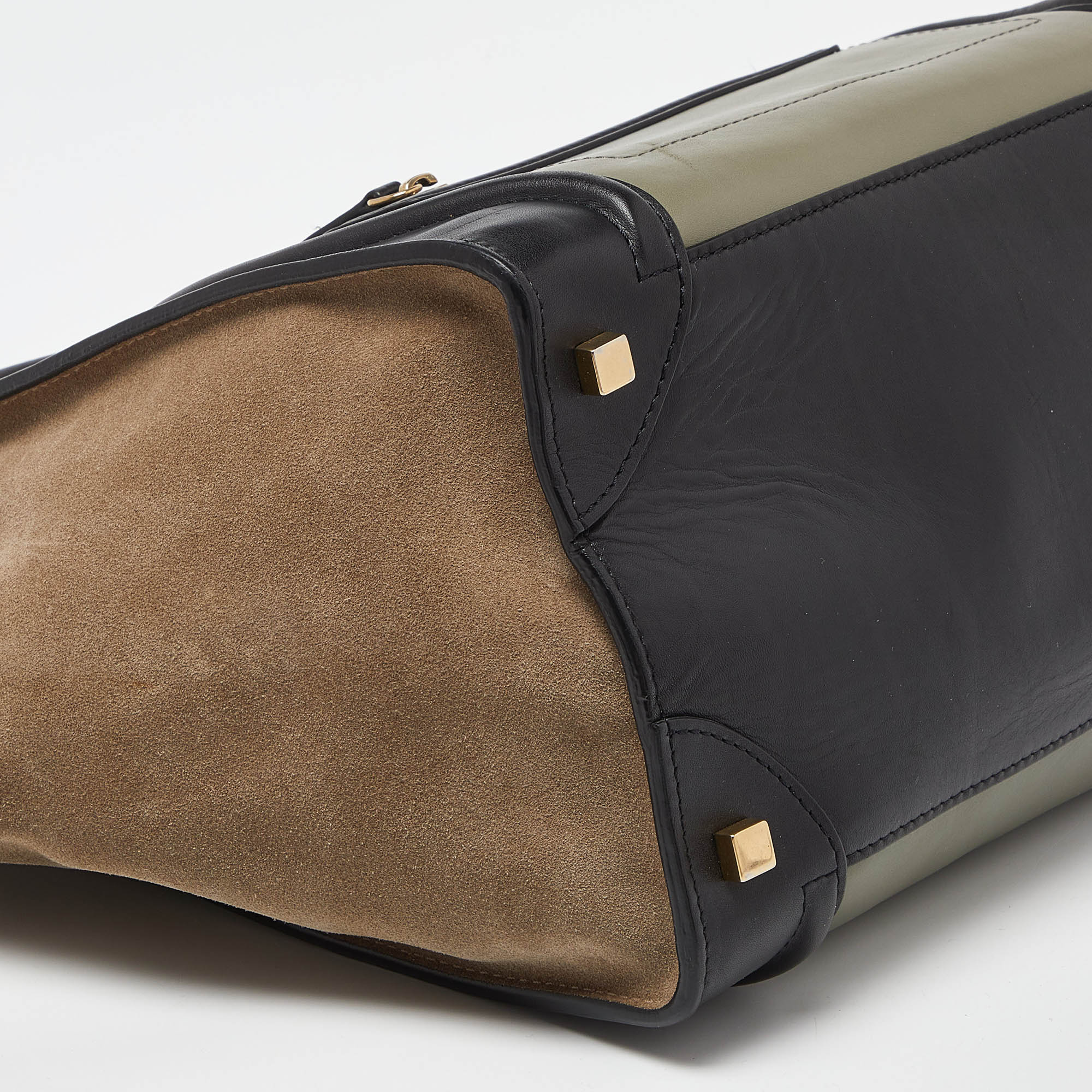 Celine Tricolor Leather and Suede Mini Luggage Tote 