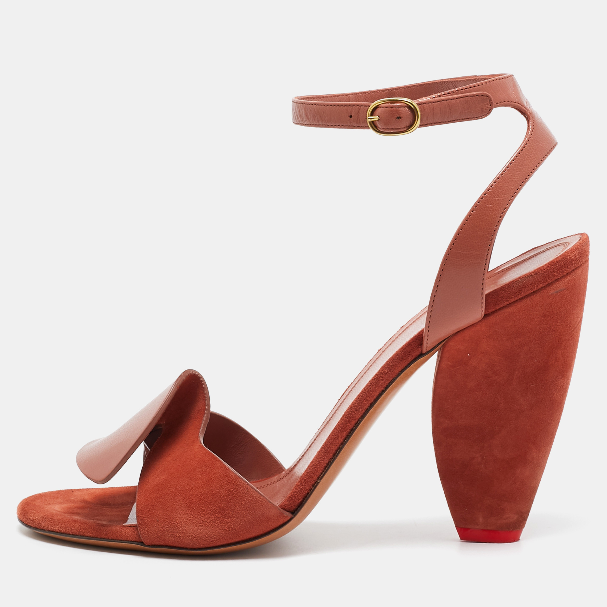 

Celine Brown Leather and Suede Ankle Strap Sandals Size