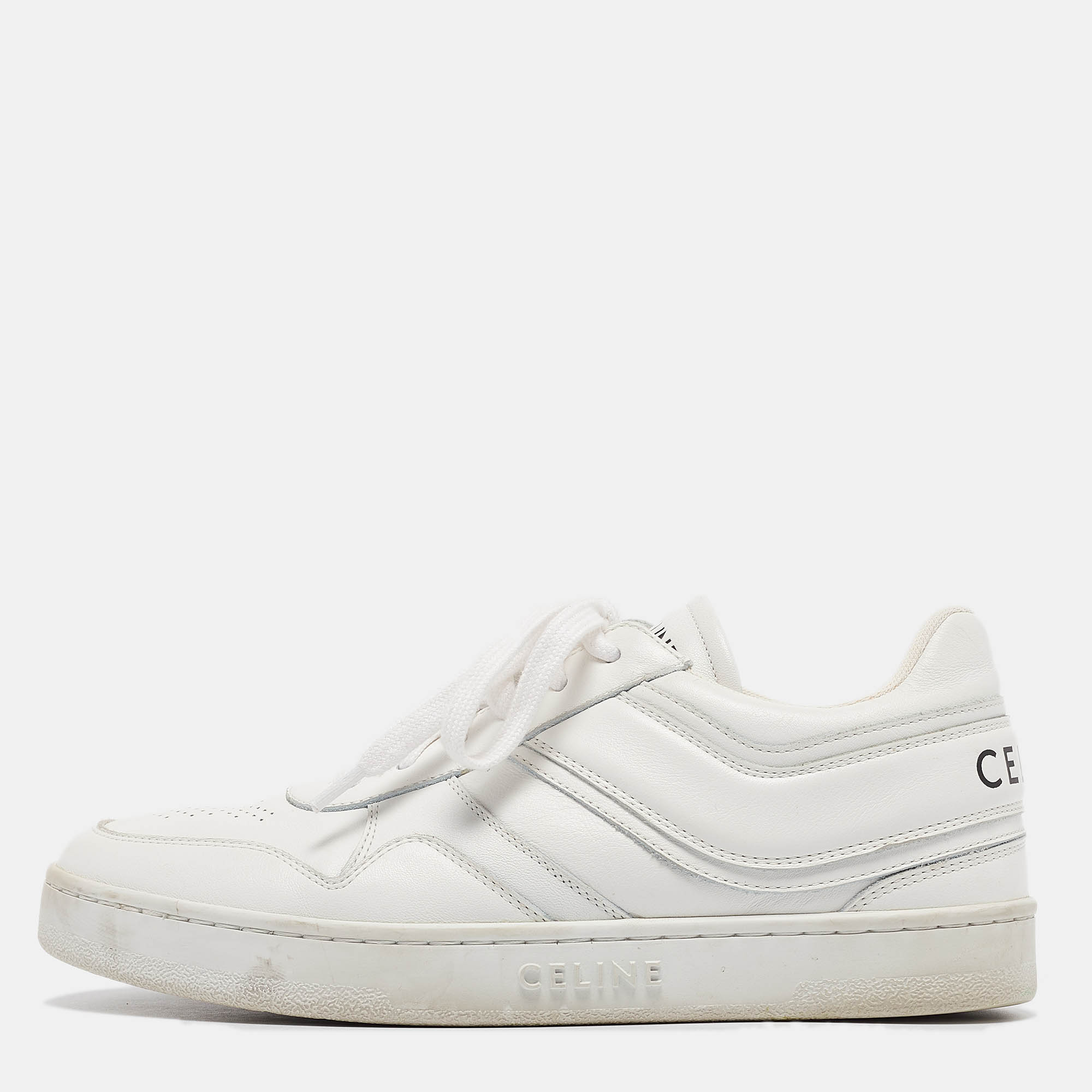 

Celine White Leather Lace Up Sneakers Size