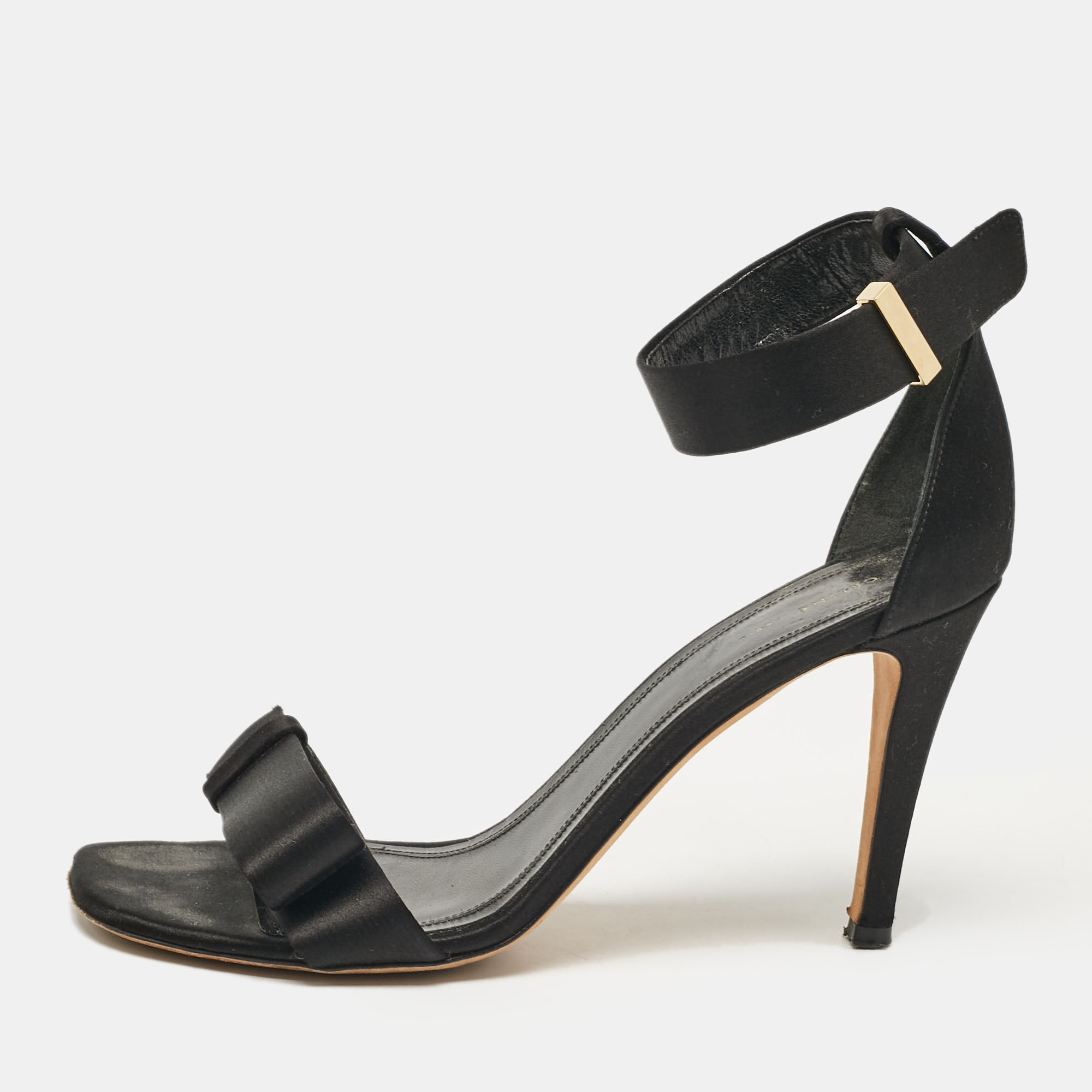 

Celine Black Satin Ankle Strap Sandals Size