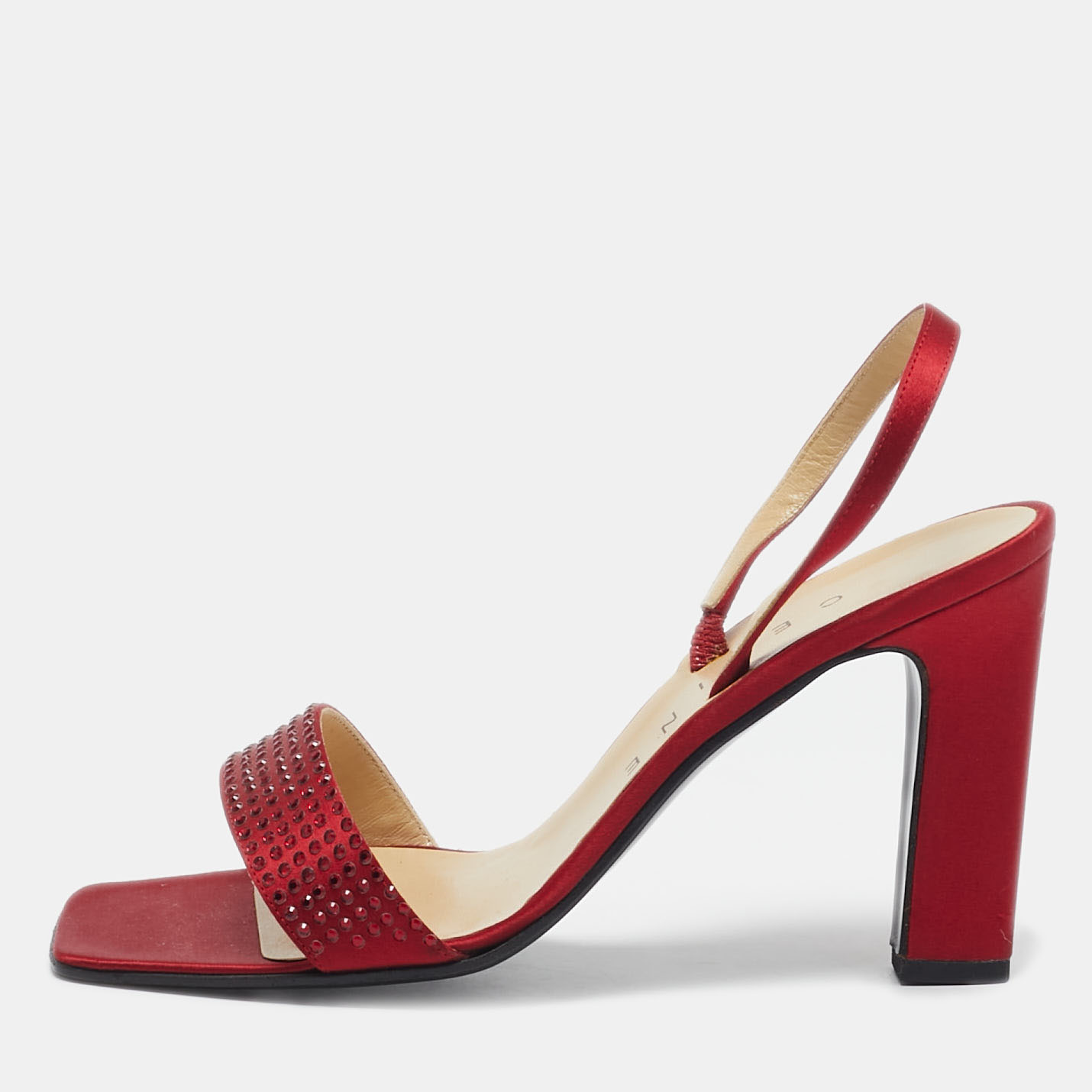 

Celine Red Satin Crystal Embellished Slingback Sandals Size