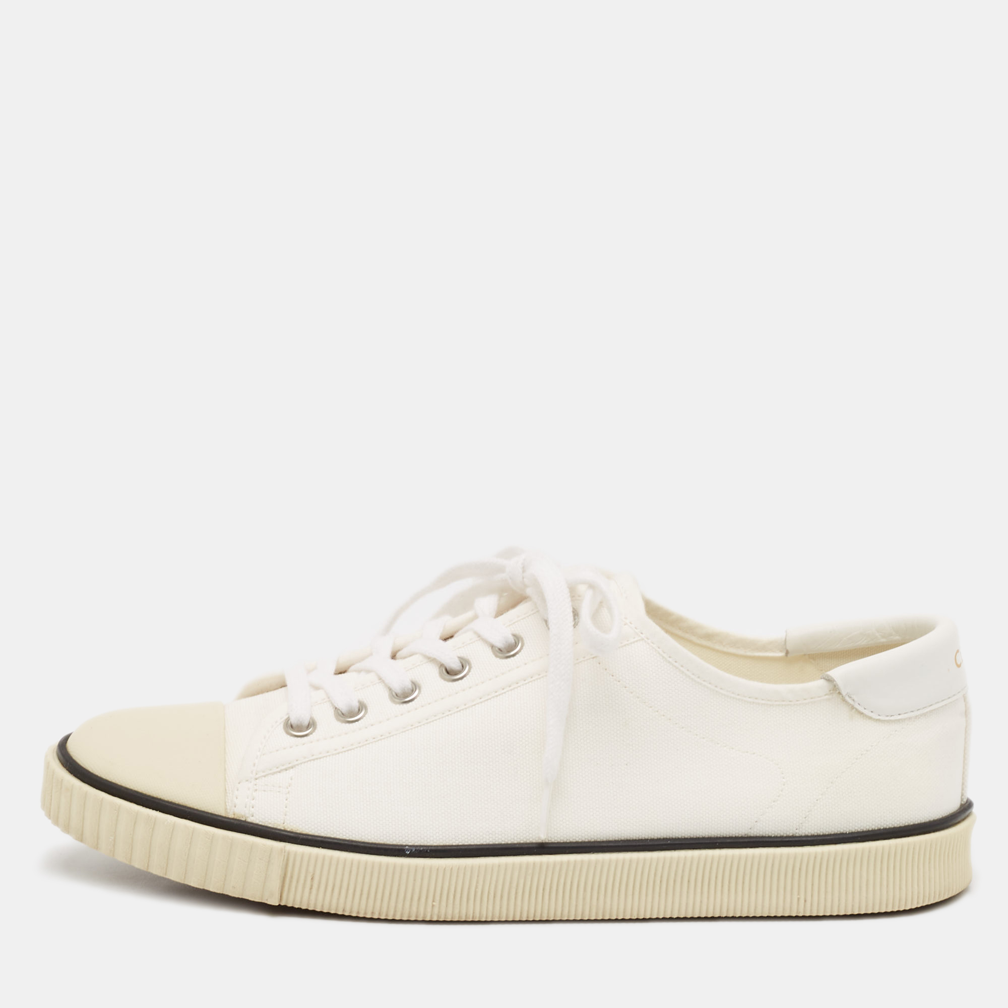 

Celine White Canvas and Rubber Blank Lace Up Sneakers Size