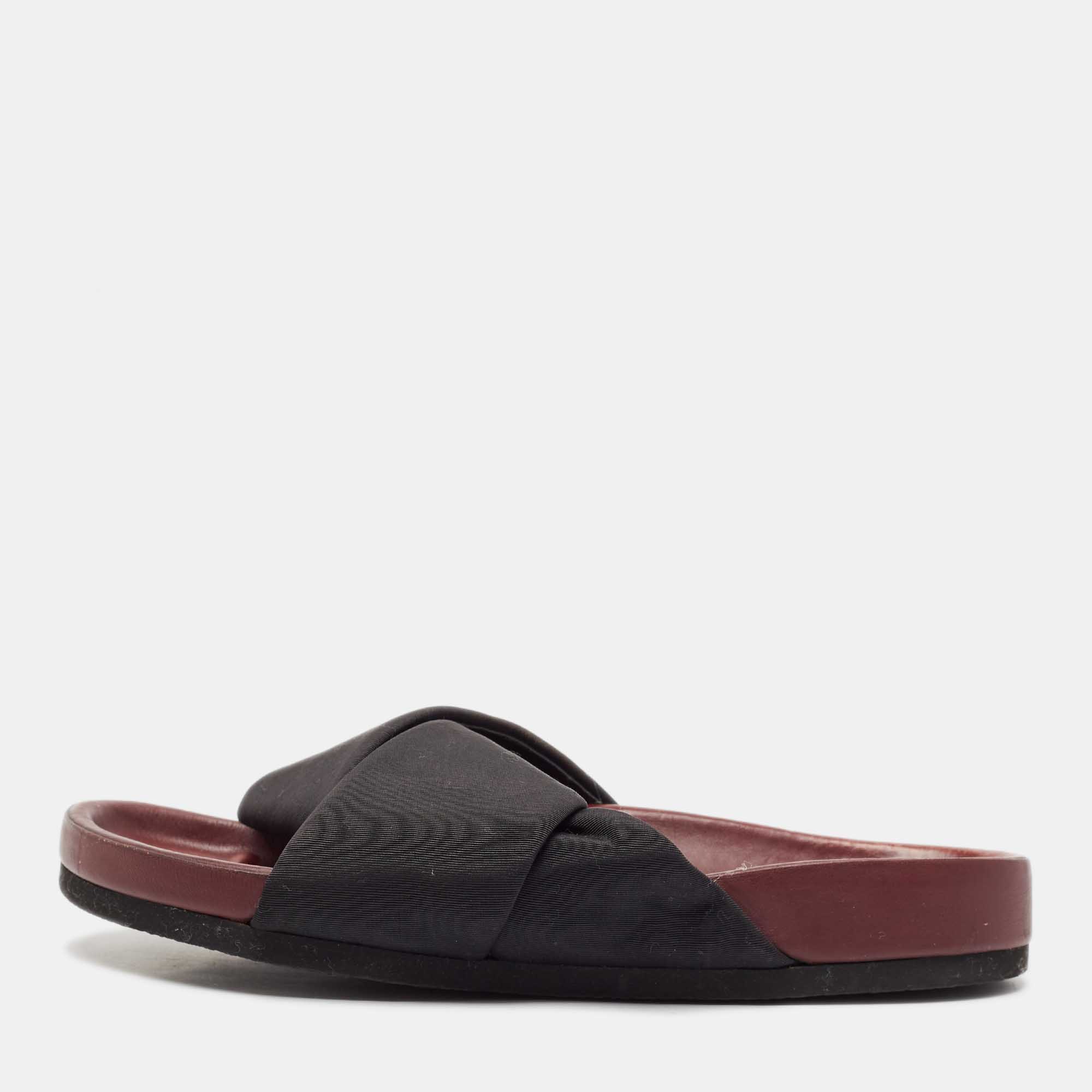 

Celine Black Neoprene Crossover Flat Slides Size