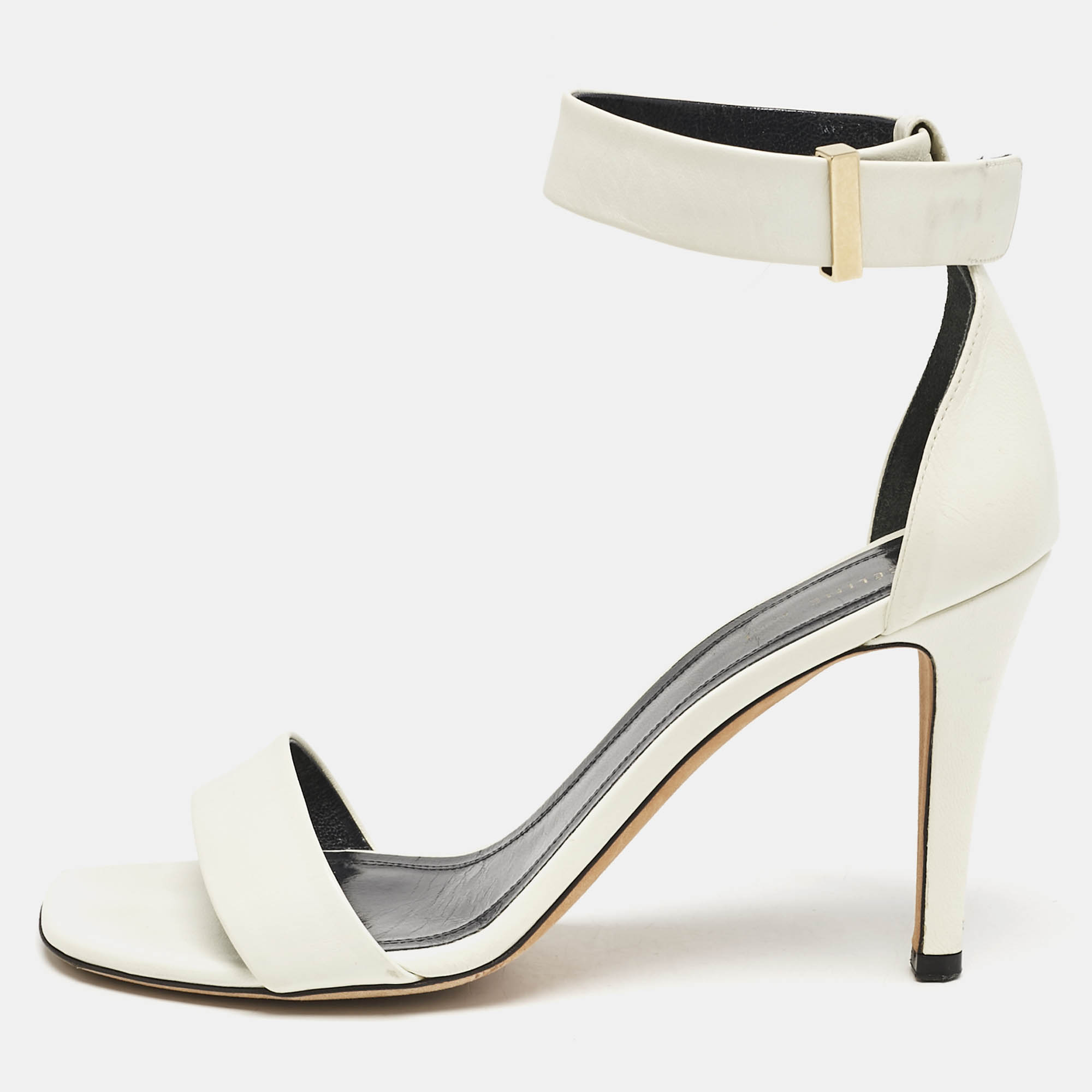 

Celine White Leather Ankle Strap Sandals Size