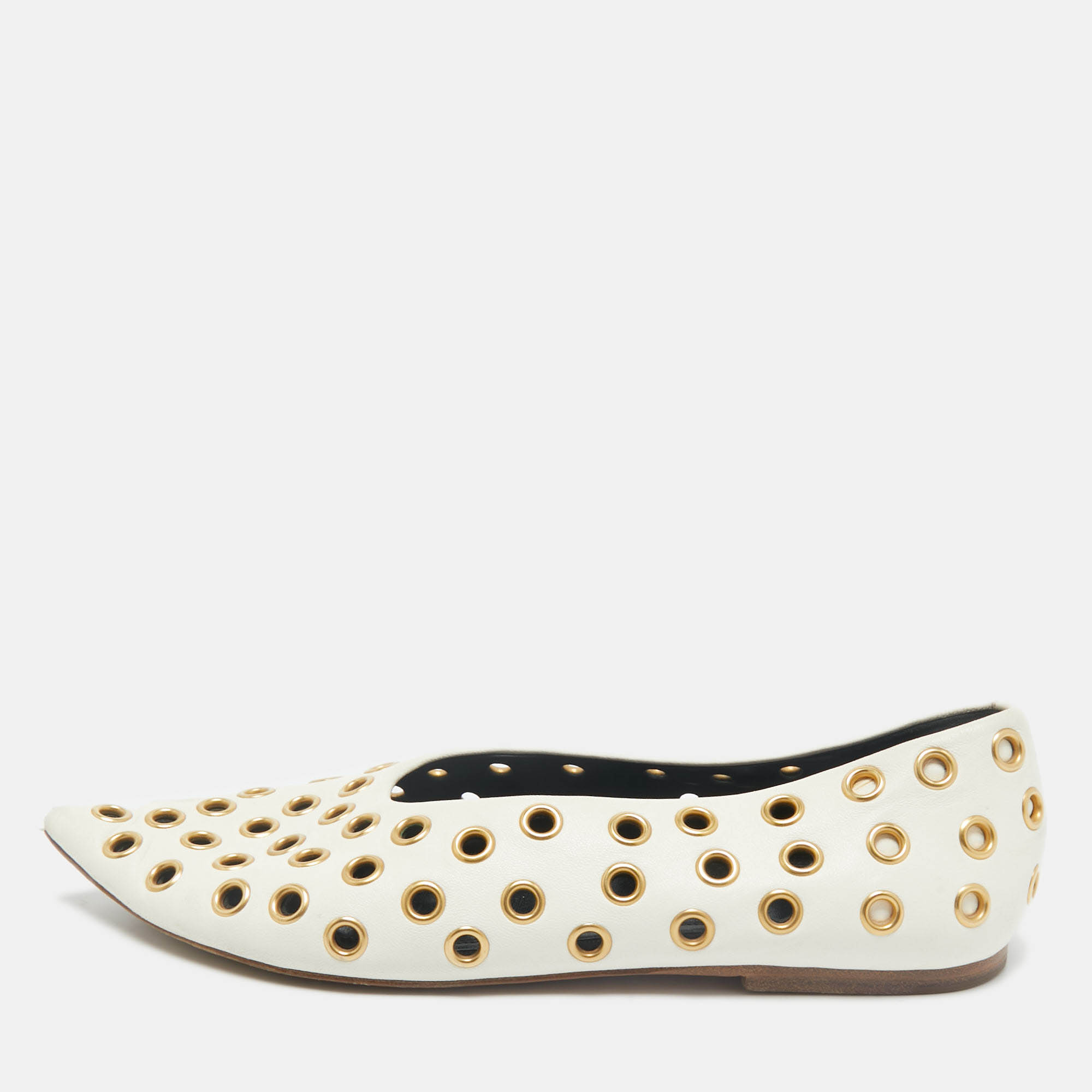 

Celine Cream Leather Eyelet Detail Ballet Flats Size