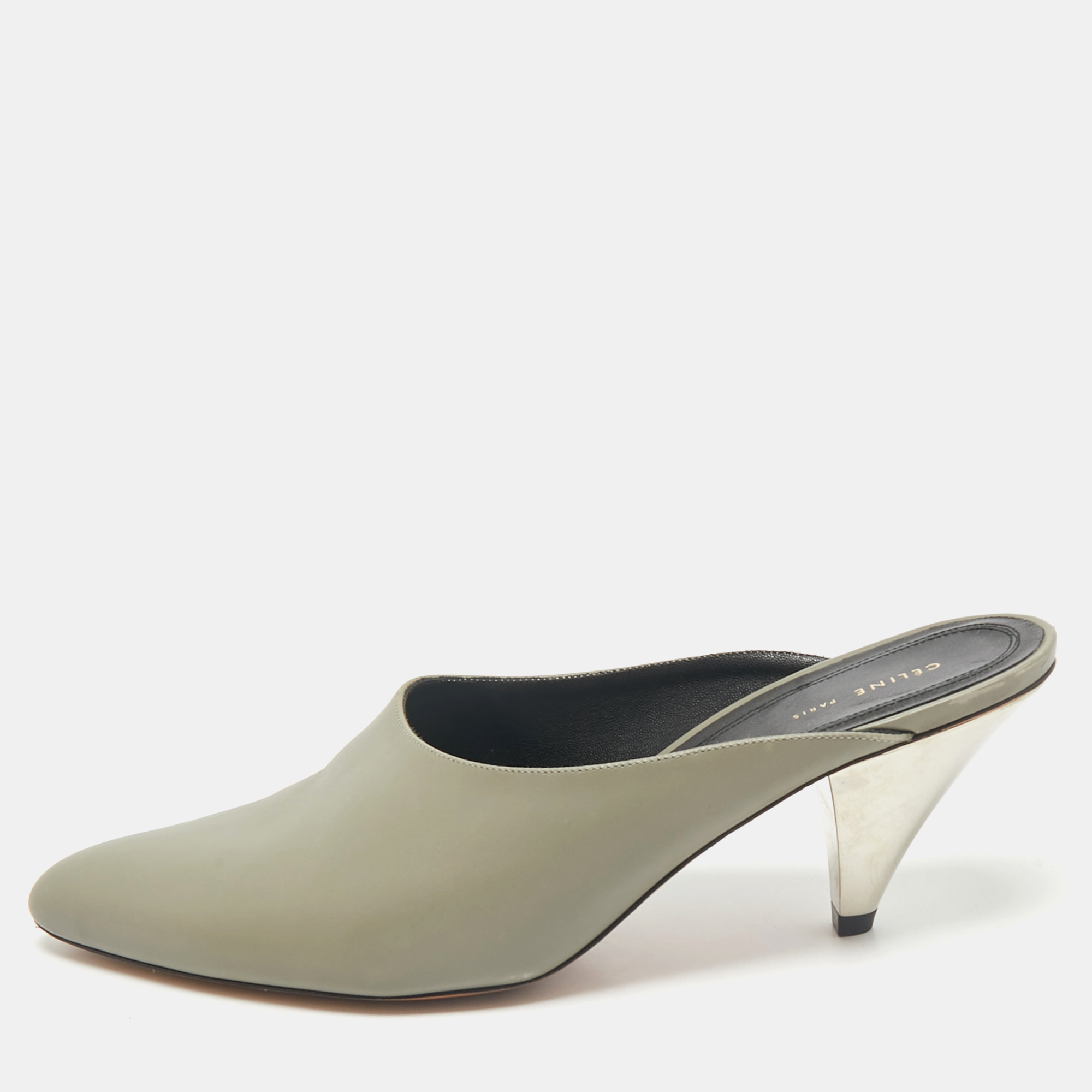 

Celine Grey Leather Pointed Toe Mules Size