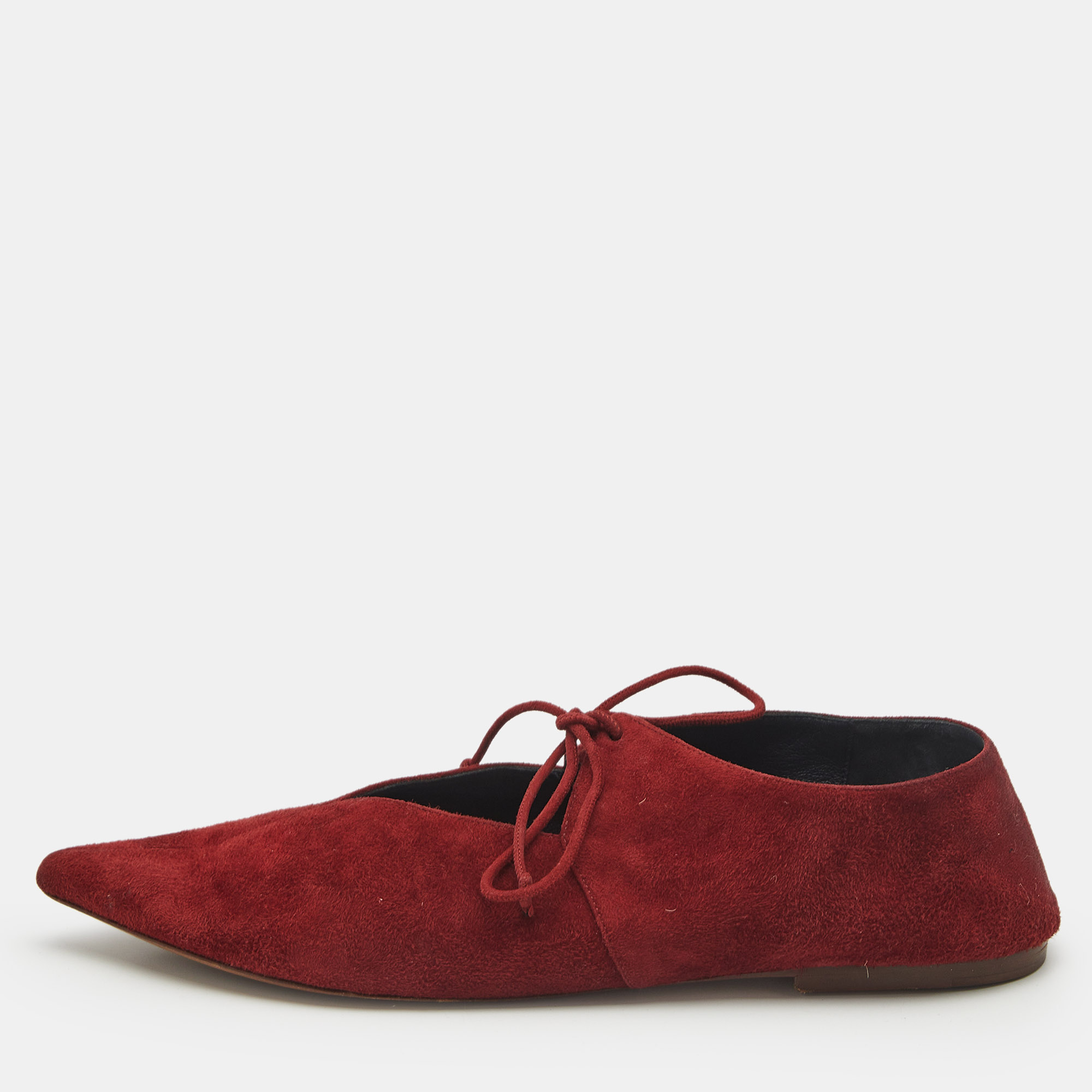 Pre-owned Celine Burgundy Suede Babouche Ballet Flats Size 38