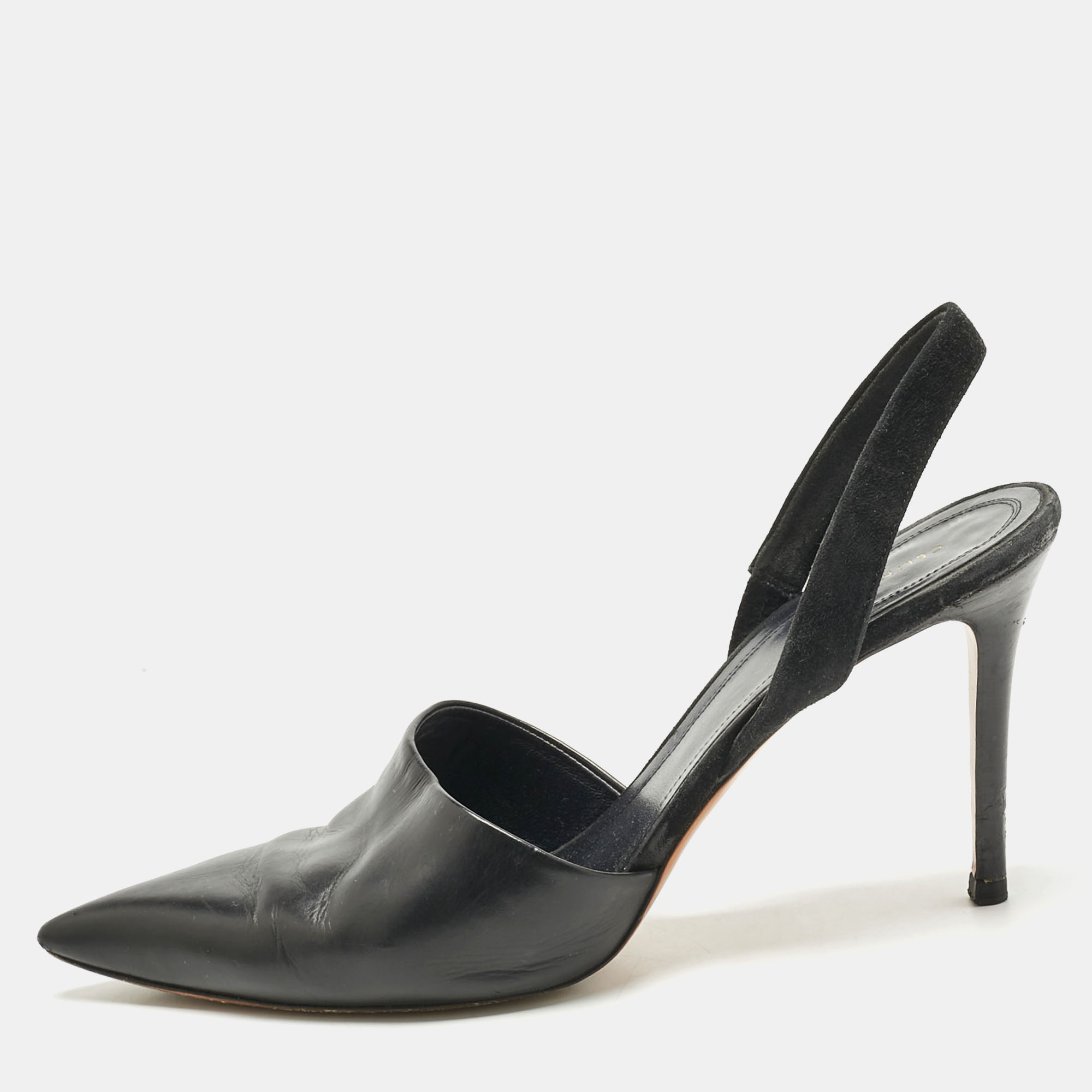 

Celine Black Leather and Suede Slingback Pumps Size