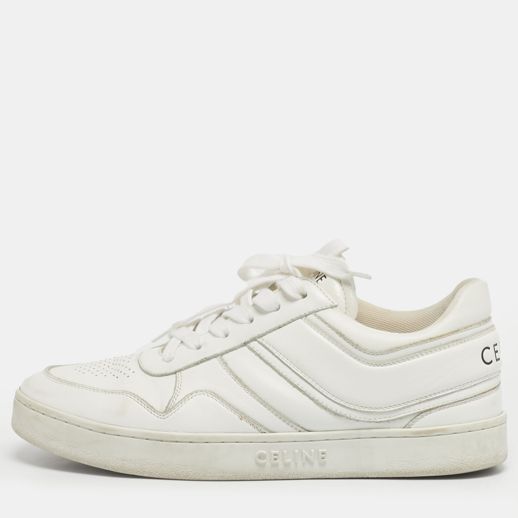 

Celine White Leather Lace Up Sneakers Size