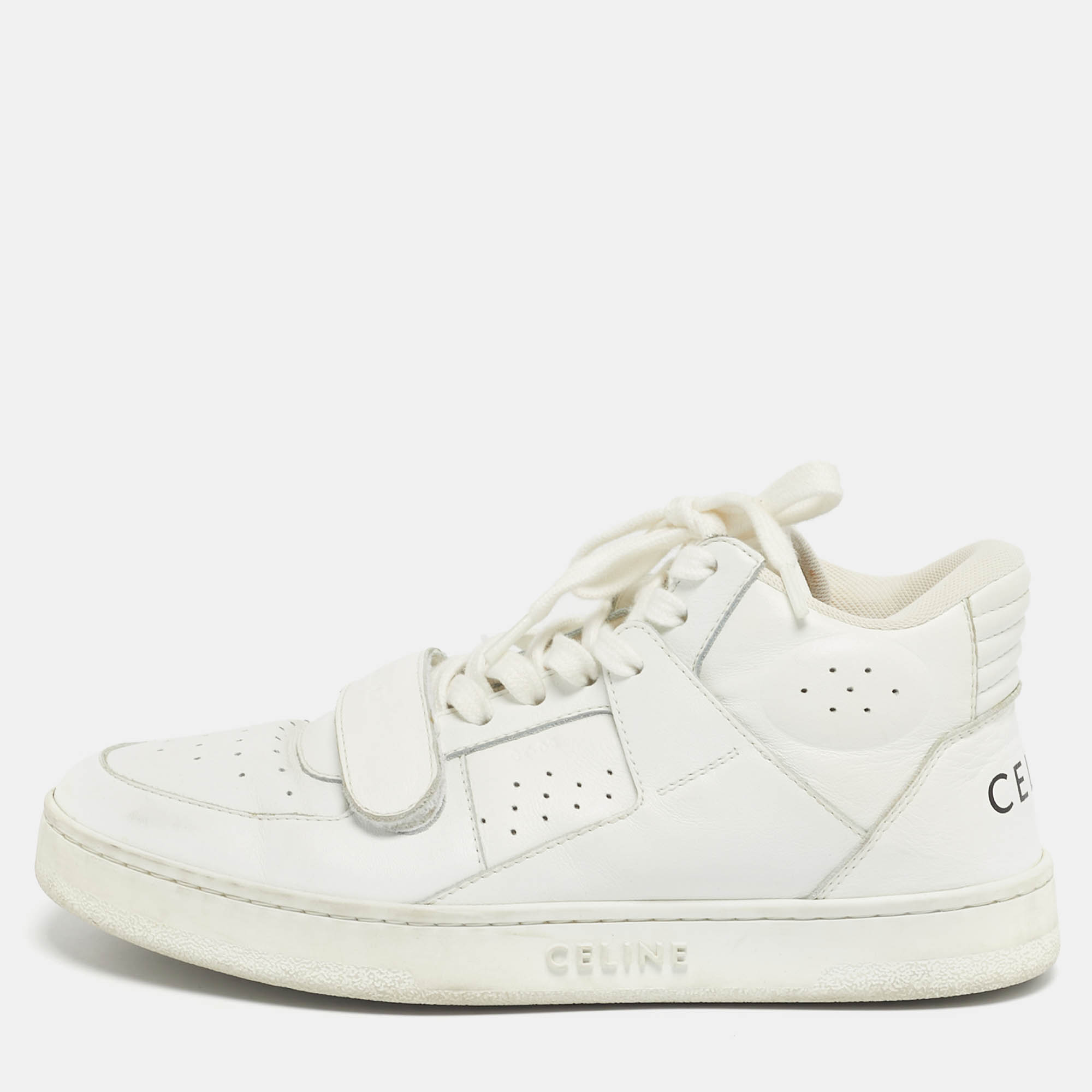Pre-owned Celine White Leather Ct-02 Lace Up Sneakers