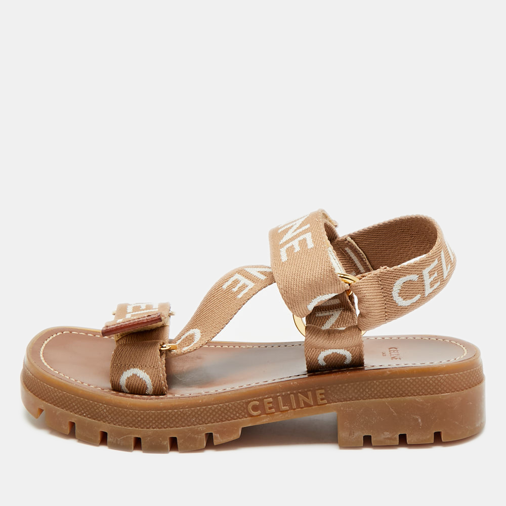 

Celine Leo Size  Beige Canvas Slingback Sandals