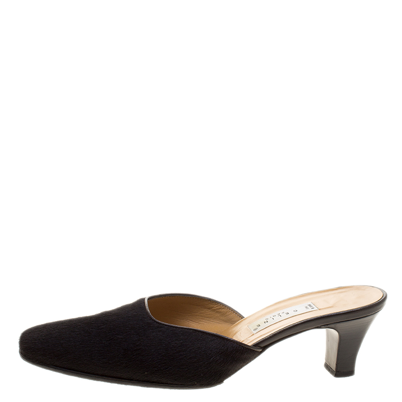 

Celine Black Pony Hair Square Toe Mules Size