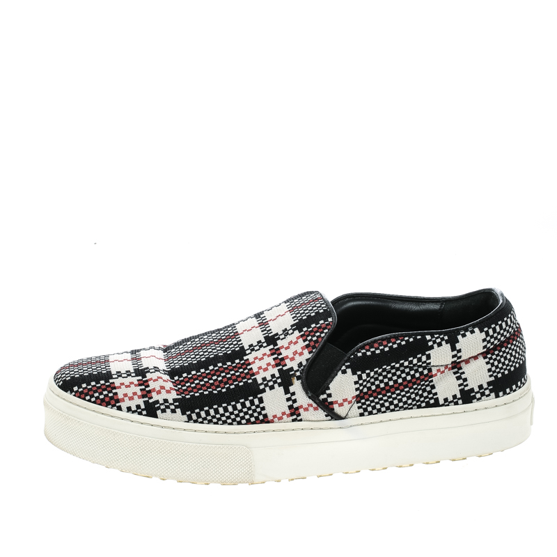 

Celine Multicolor Checkered Print Canvas Skate Slip On Sneakers Size, Black