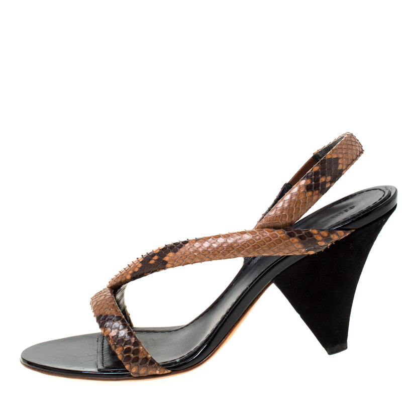 

Celine Brown Python Leather Strappy Sandals Size