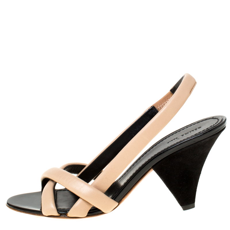 

Celine Beige Leather Strappy Slingback Sandals Size