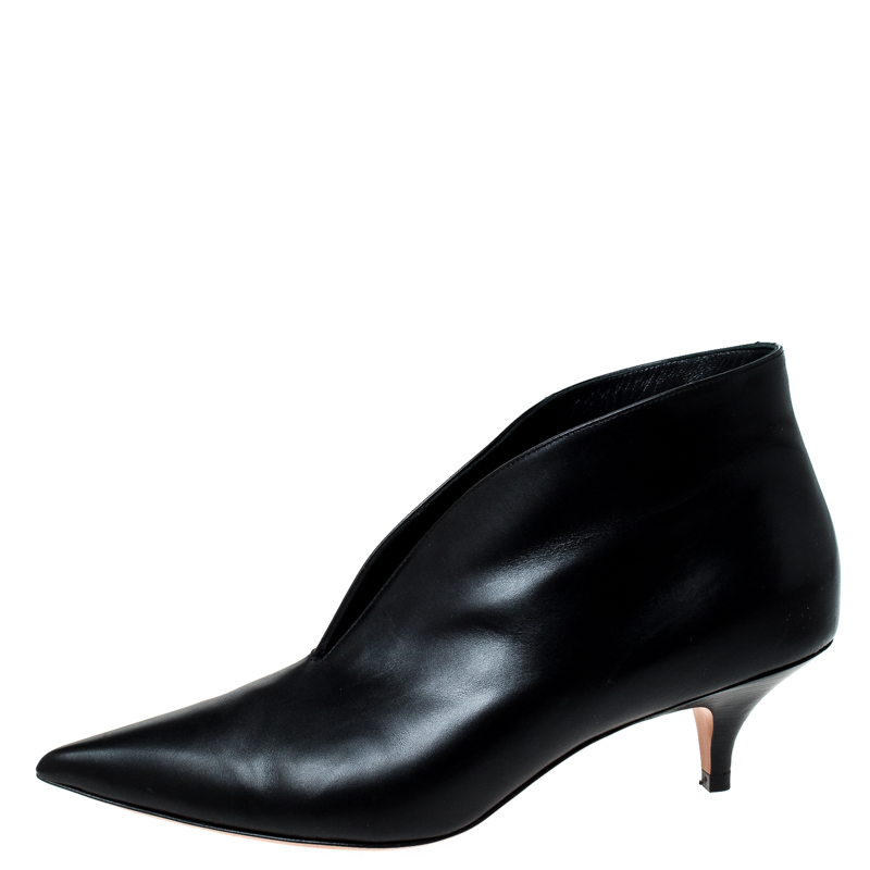 

Celine Black Leather Pointed Toe Booties Size