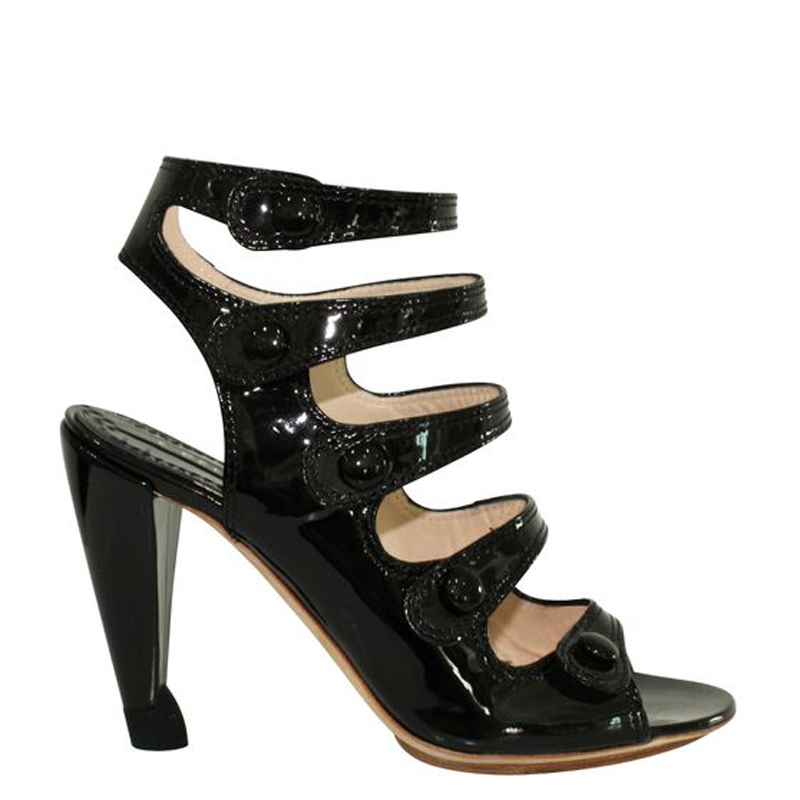 Pre-owned Celine Black Patent Leather Sandals Size 36