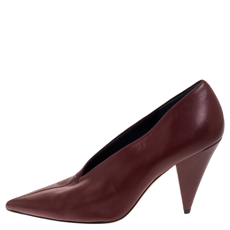 

Celine Burgundy Leather V Neck Nappa Pumps Size