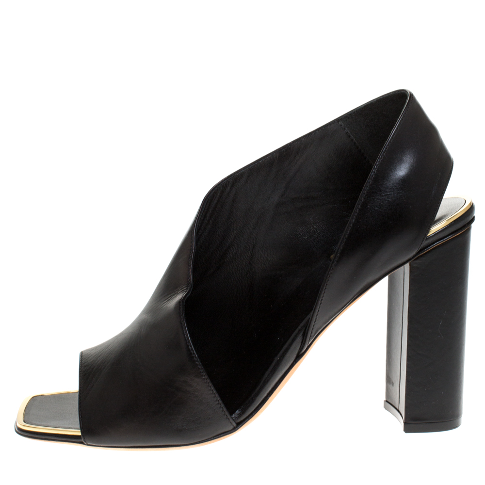 

Celine Black Leather Peep Toe Sandals Size