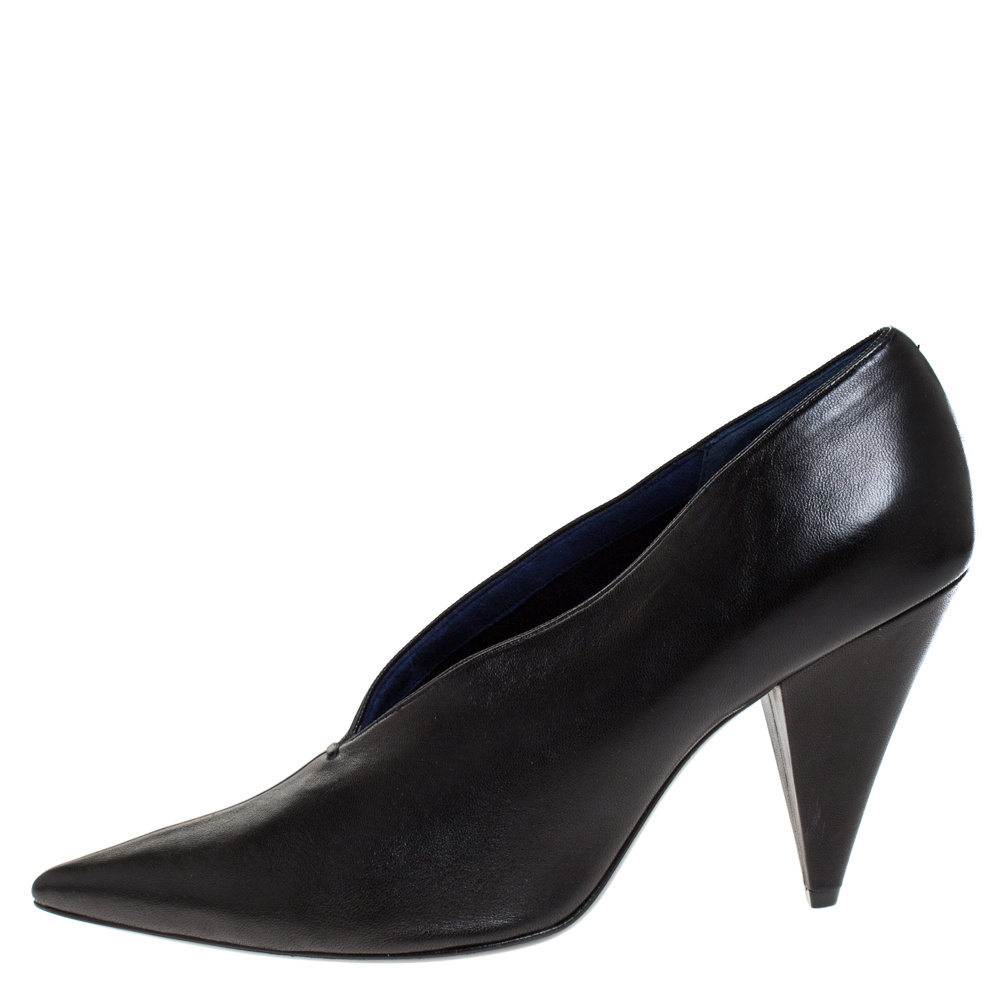 

Celine Black Leather V Neck Pointed Toe Pumps Size