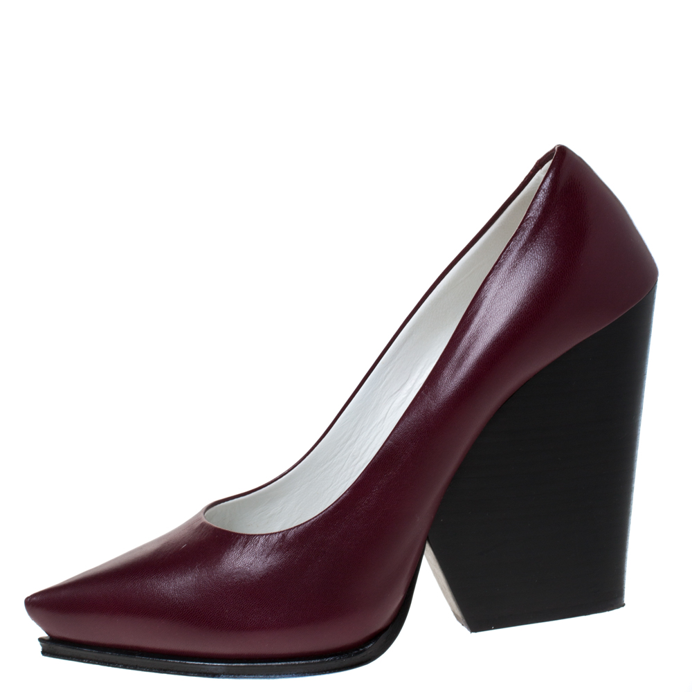 

Celine Burgundy Leather Pointed Toe Wedge Pumps Size