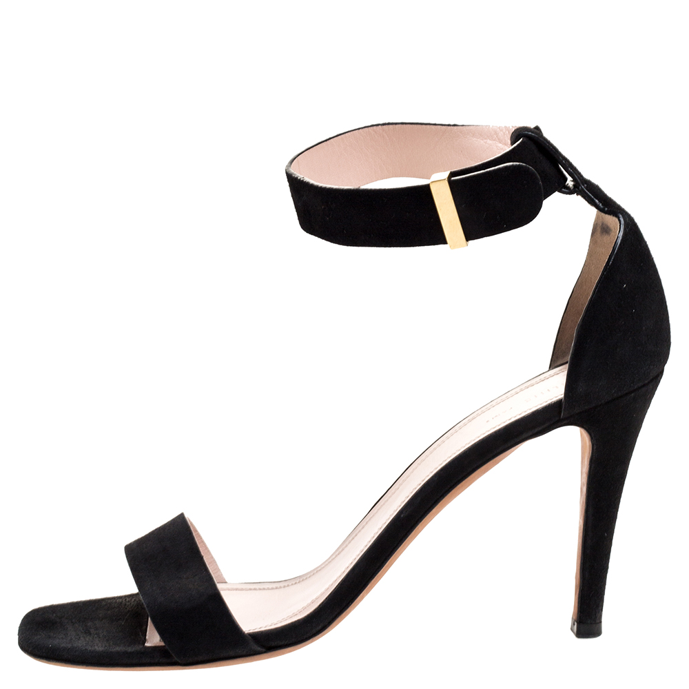 

Celine Black Suede Iconic Ankle Strap Sandals Size