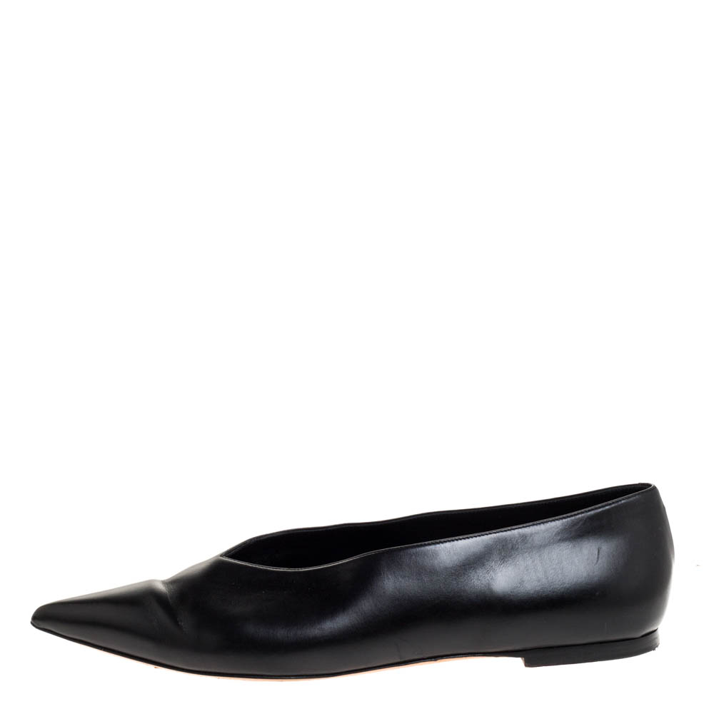 

Celine Black Leather V-Neck Ballet Flats Size