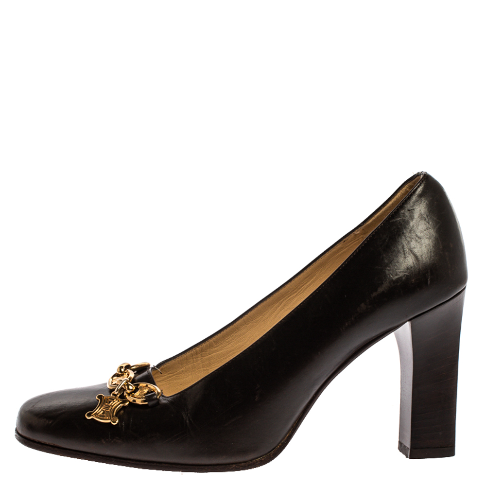 

Celine Black Leather Chain Embellished Pumps Size