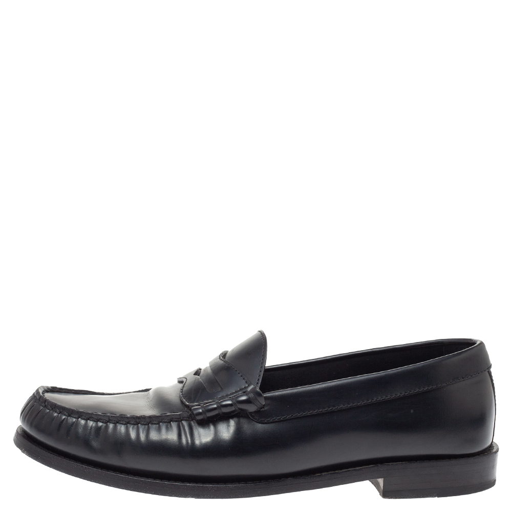 

Celine Black Leather Penny Slip On Loafers Size