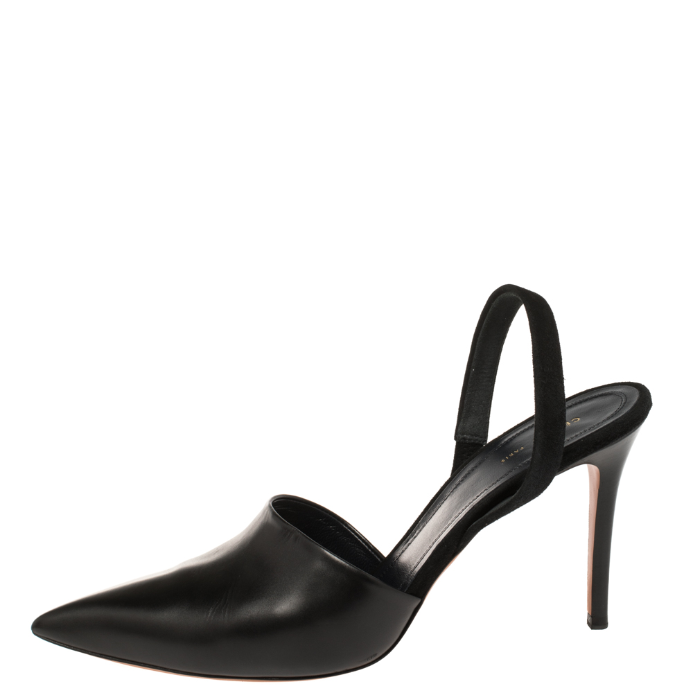 

Celine Black Leather Pointed Toe Slingback Pumps Size