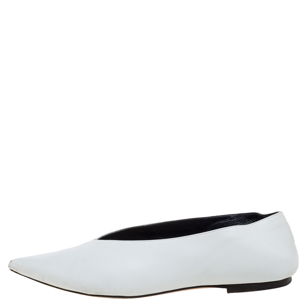 

Celine White Leather V-Neck Ballet Flats Size