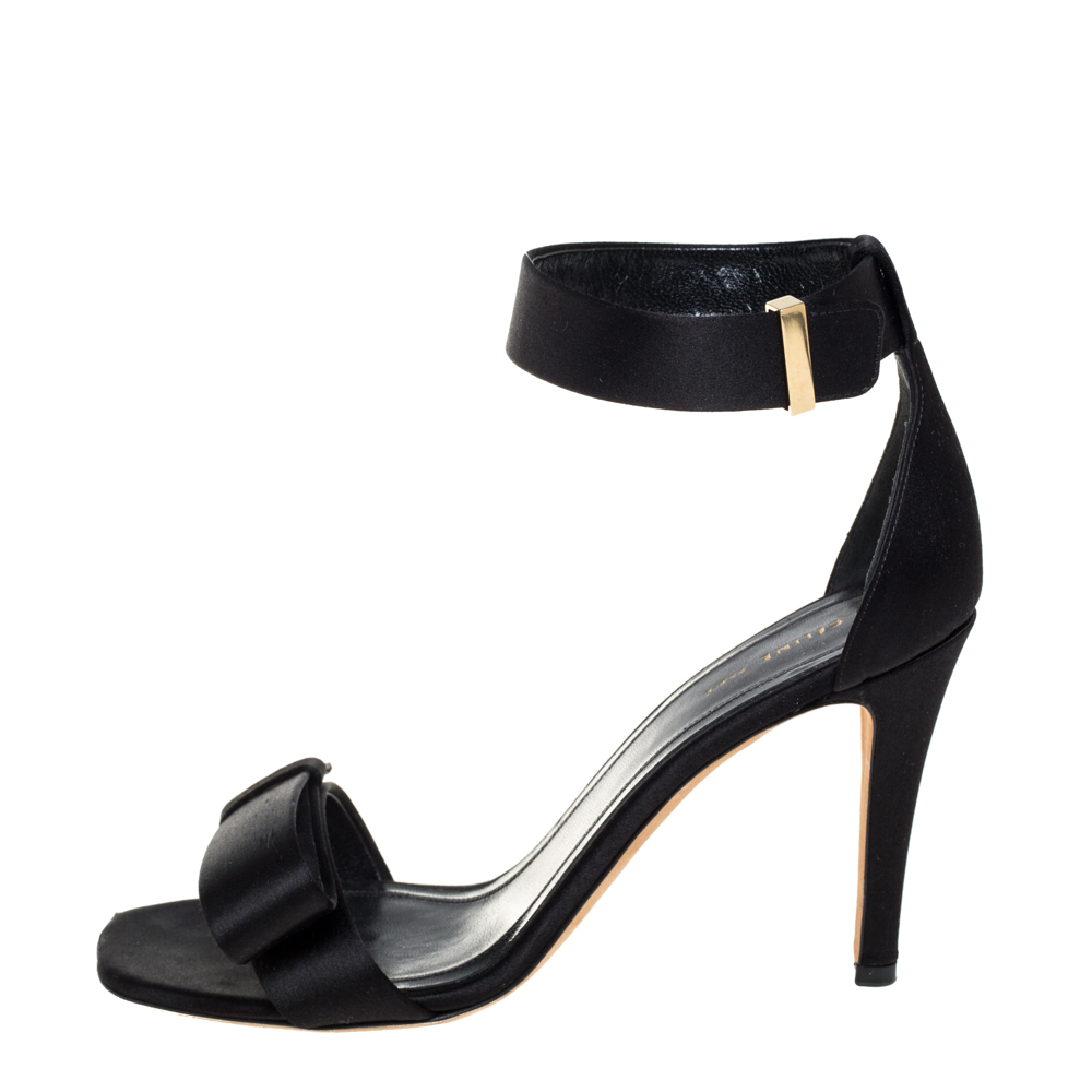 

Celine Black Satin Bow Embellished Ankle Strap Sandals Size