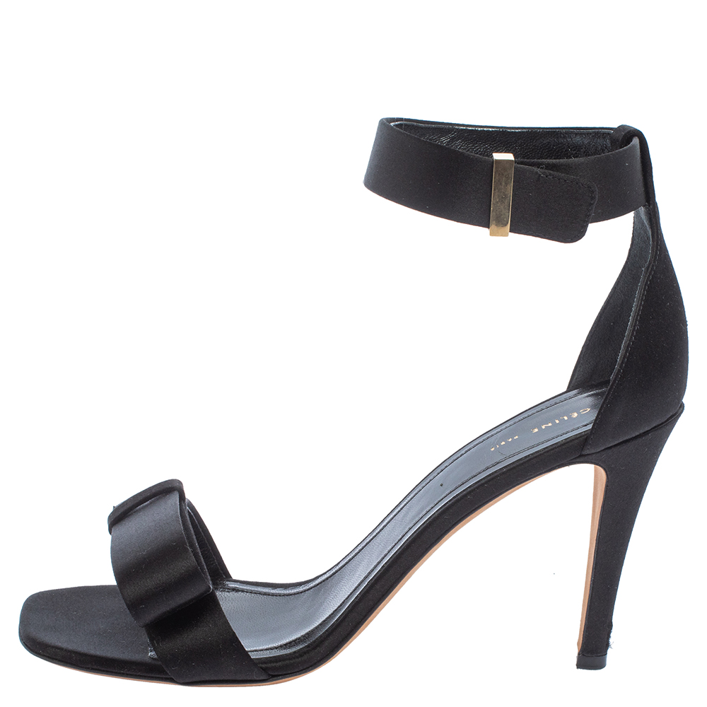 

Celine Black Satin Ankle Strap Sandals Size