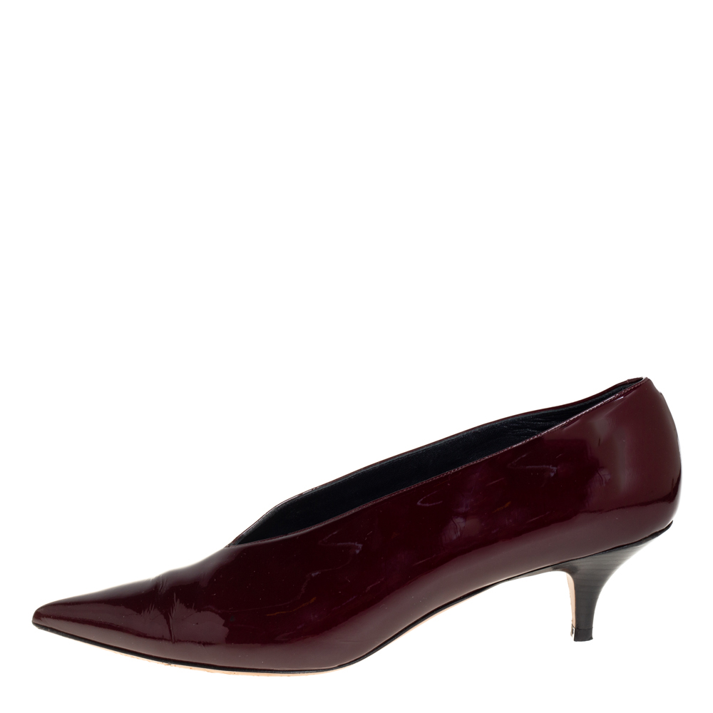 

Celine Burgundy Patent Leather V Neck Pointed Toe Pumps Size