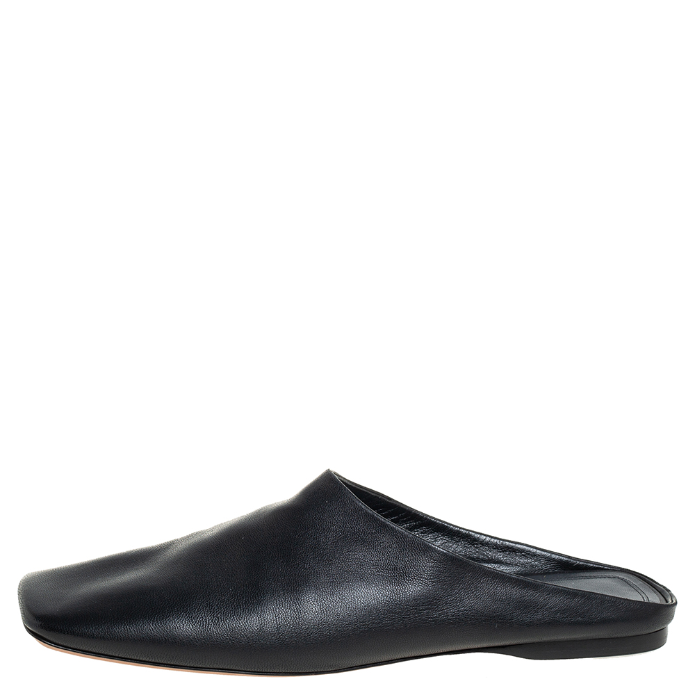 

Celine Black Leather Square Toe Mule Sandals Size