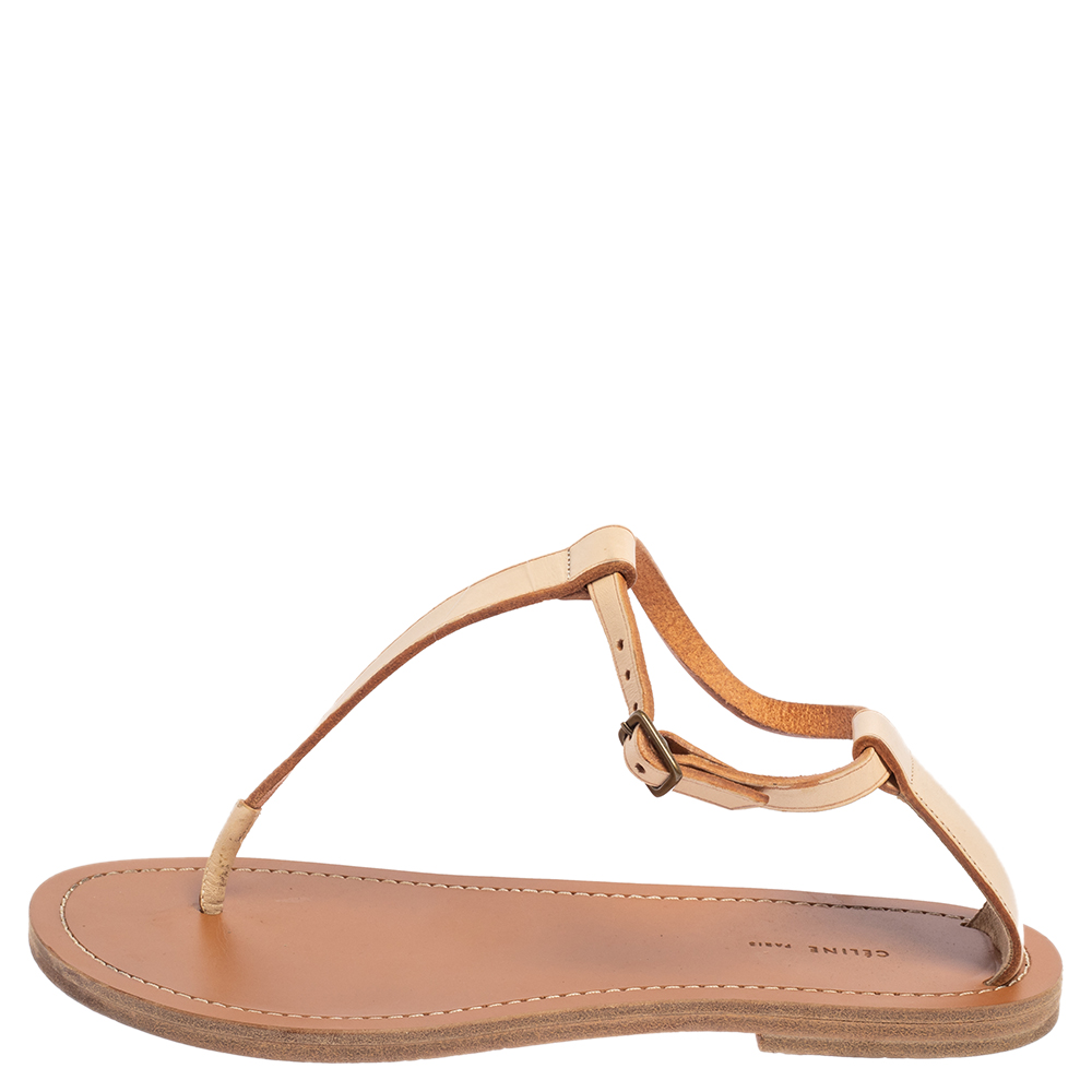

Celine Beige Leather Thong Flat Sandals Size