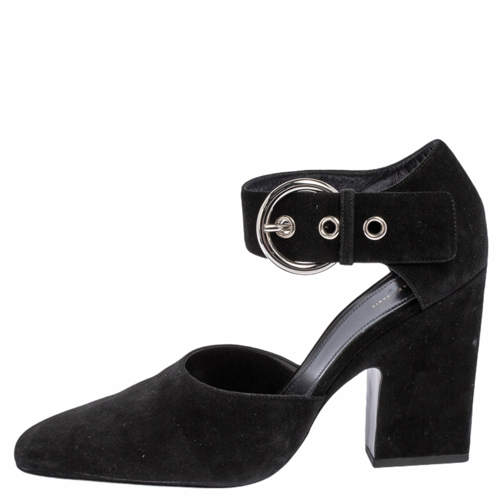 

Celine Black Suede Mary Jane Block Heel Pumps Size