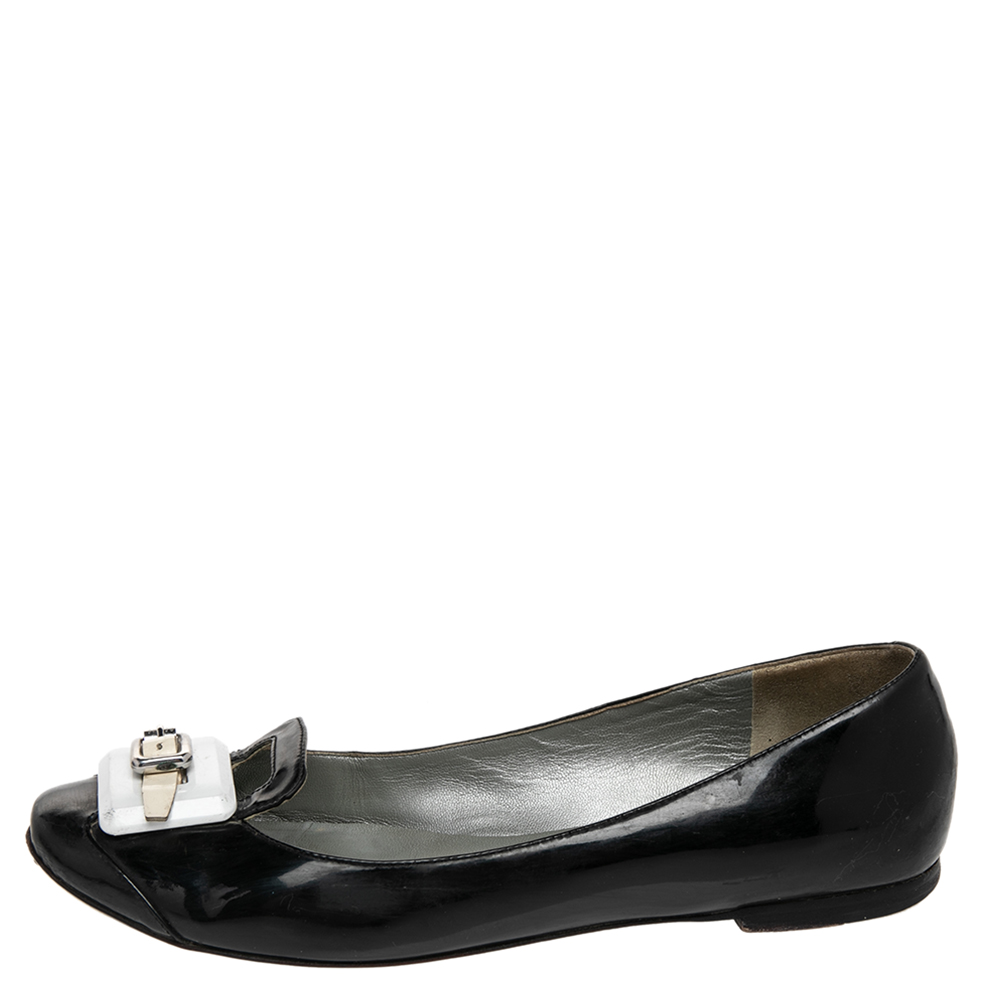 

Celine Black/White Patent Leather Ballet Flats Size