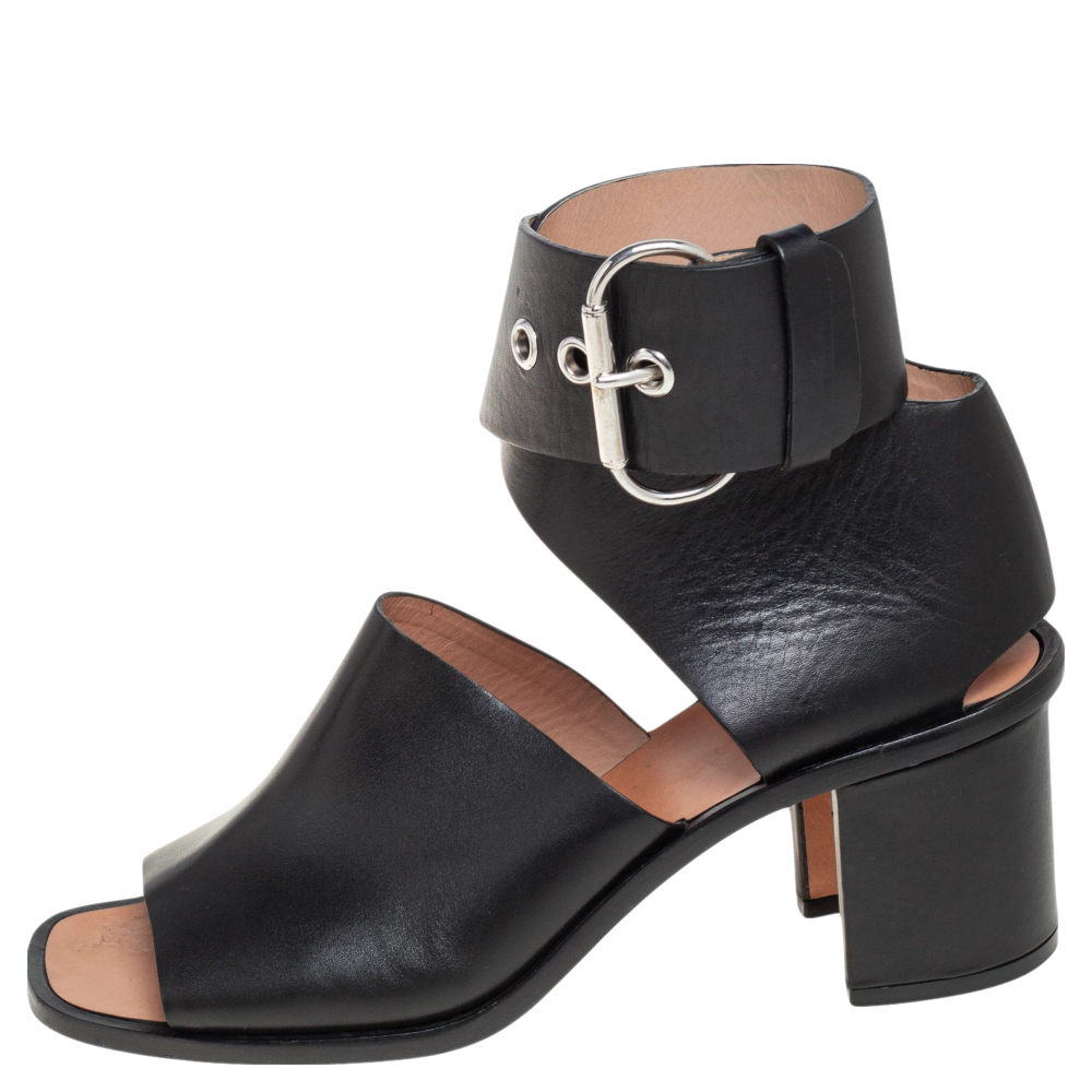 

Celine Black Leather Buckle Ankle Strap Sandals Size