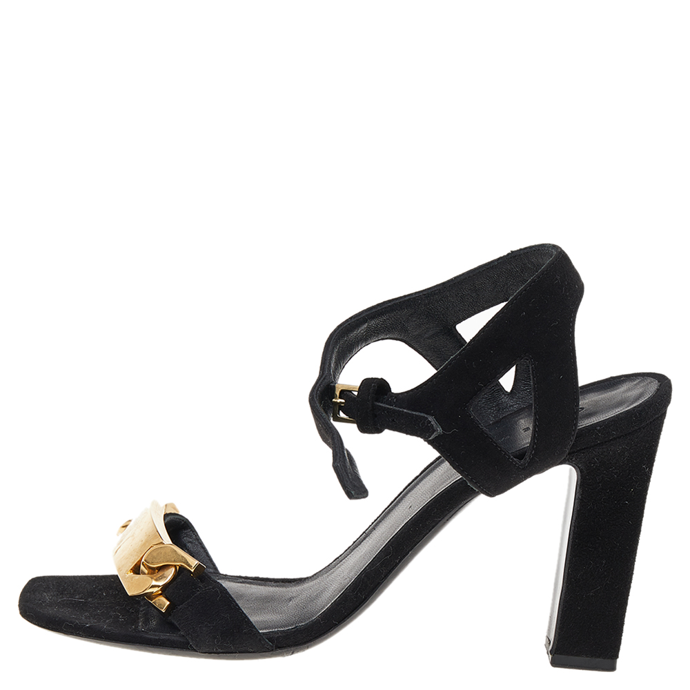 

Celine Black Suede Ankle Strap Sandals Size