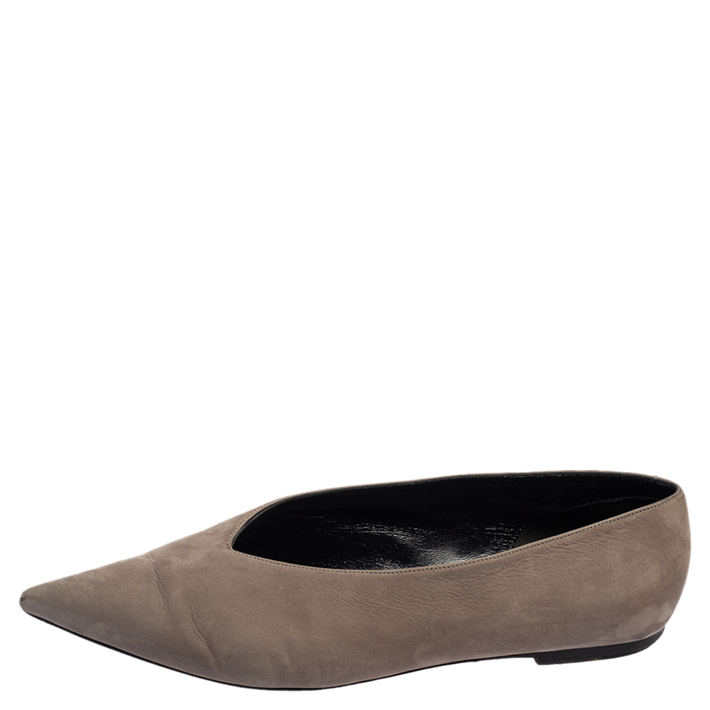 

Celine Grey Suede Pointed-Toe Ballet Flats Size