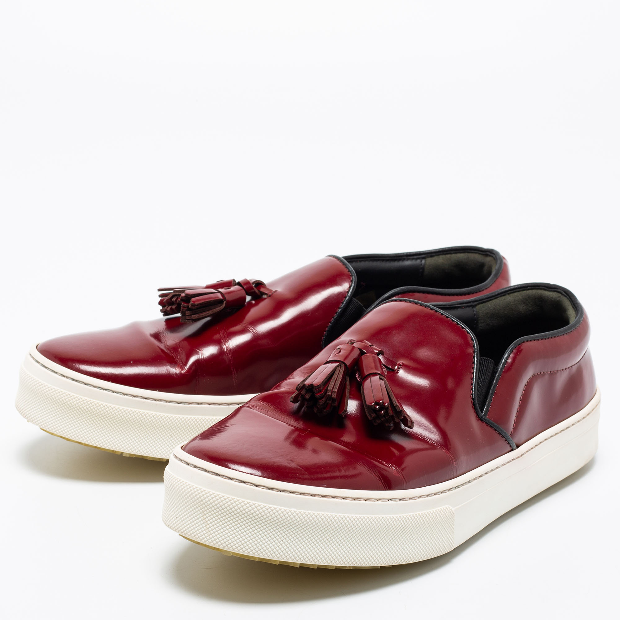 

Celine Burgundy Patent Leather Tassel Slip-On Sneakers Size