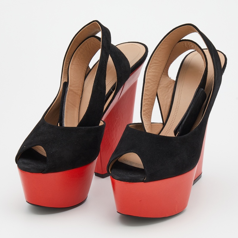

Celine Black Suede Ankle Strap Peep Toe Platform Sandals Size