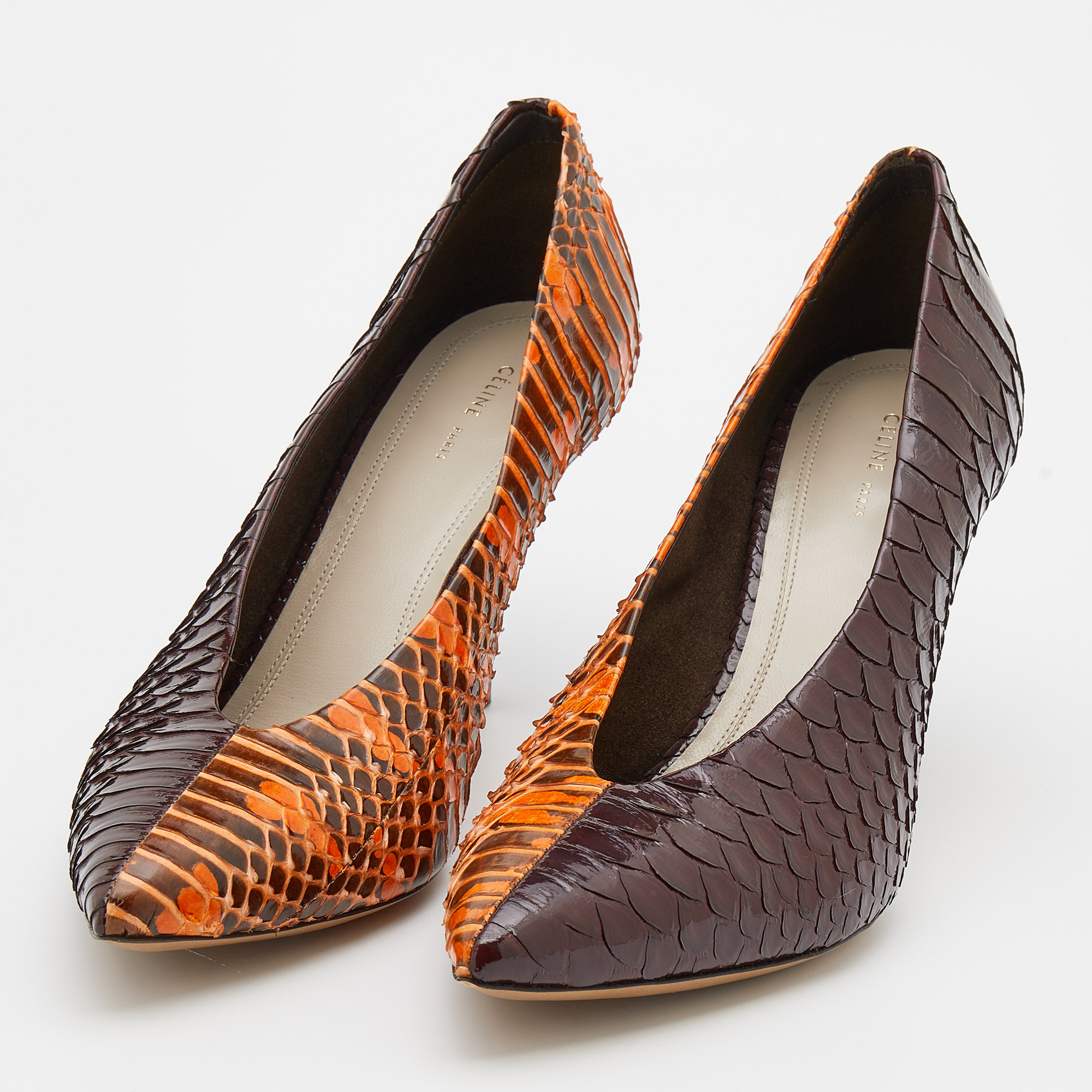 

Celine Multicolor Water Snake and Python Pointed Toe Pumps Size
