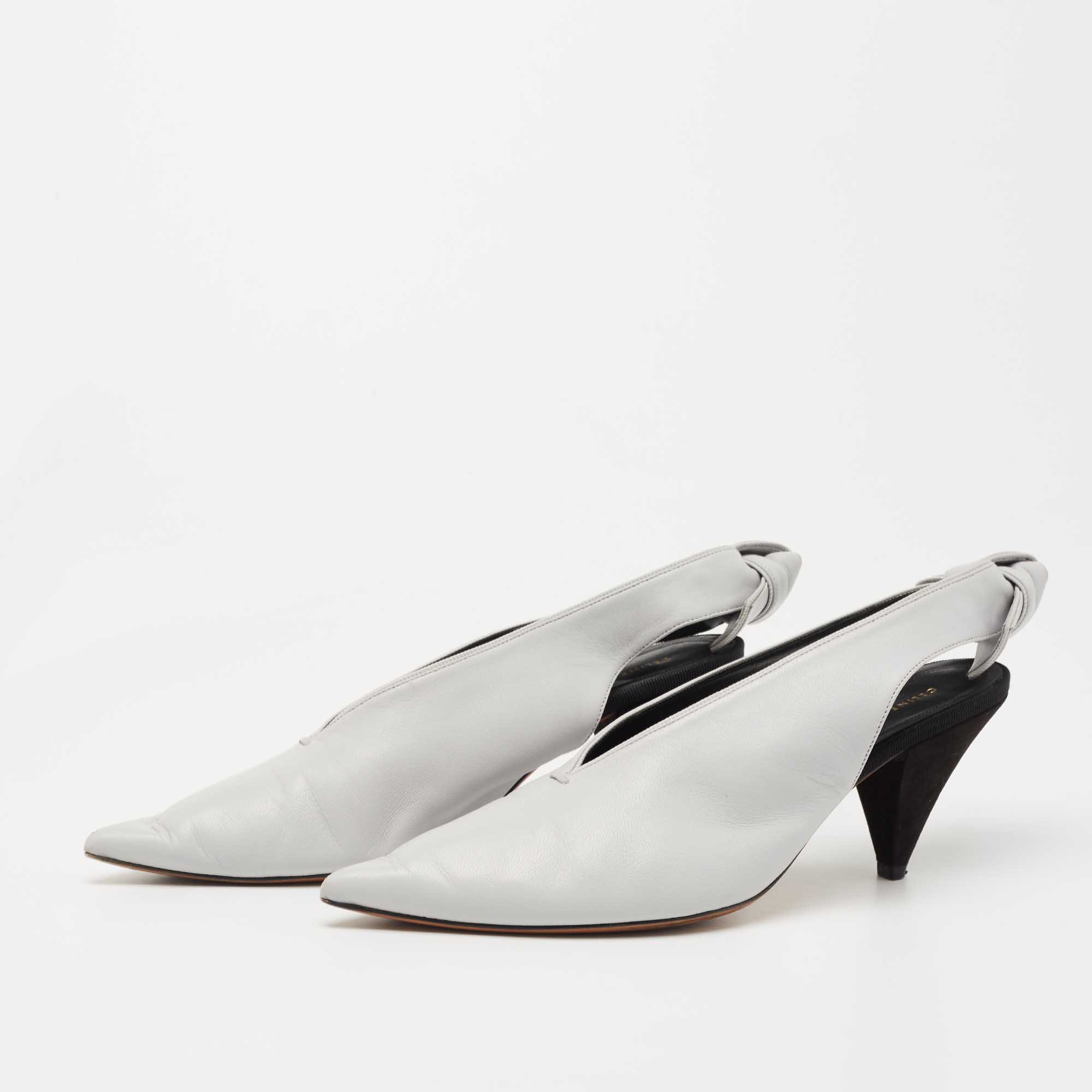 

Celine White Leather Slingback Pumps Size, Grey