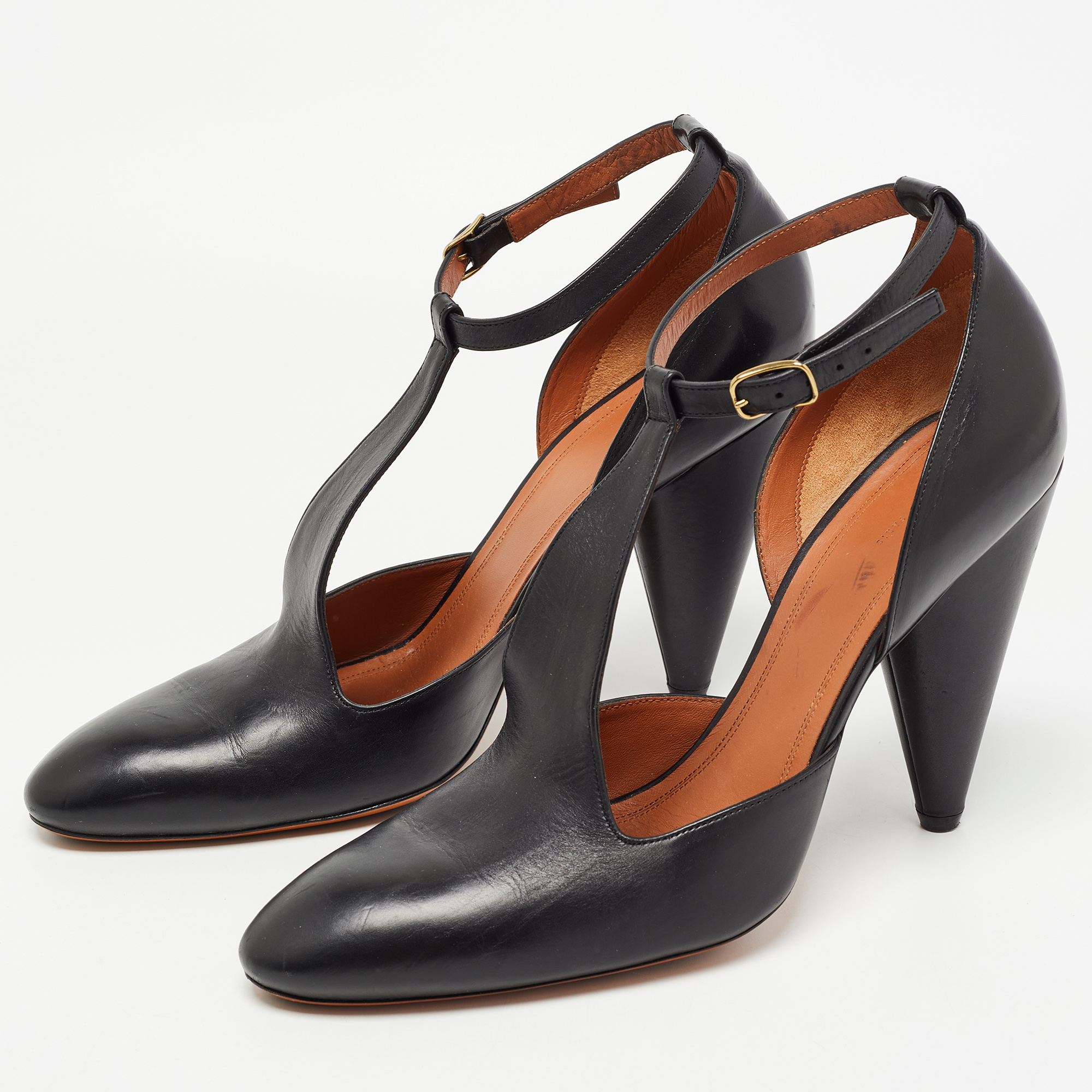 

Celine Black Leather T-Strap Pumps Size