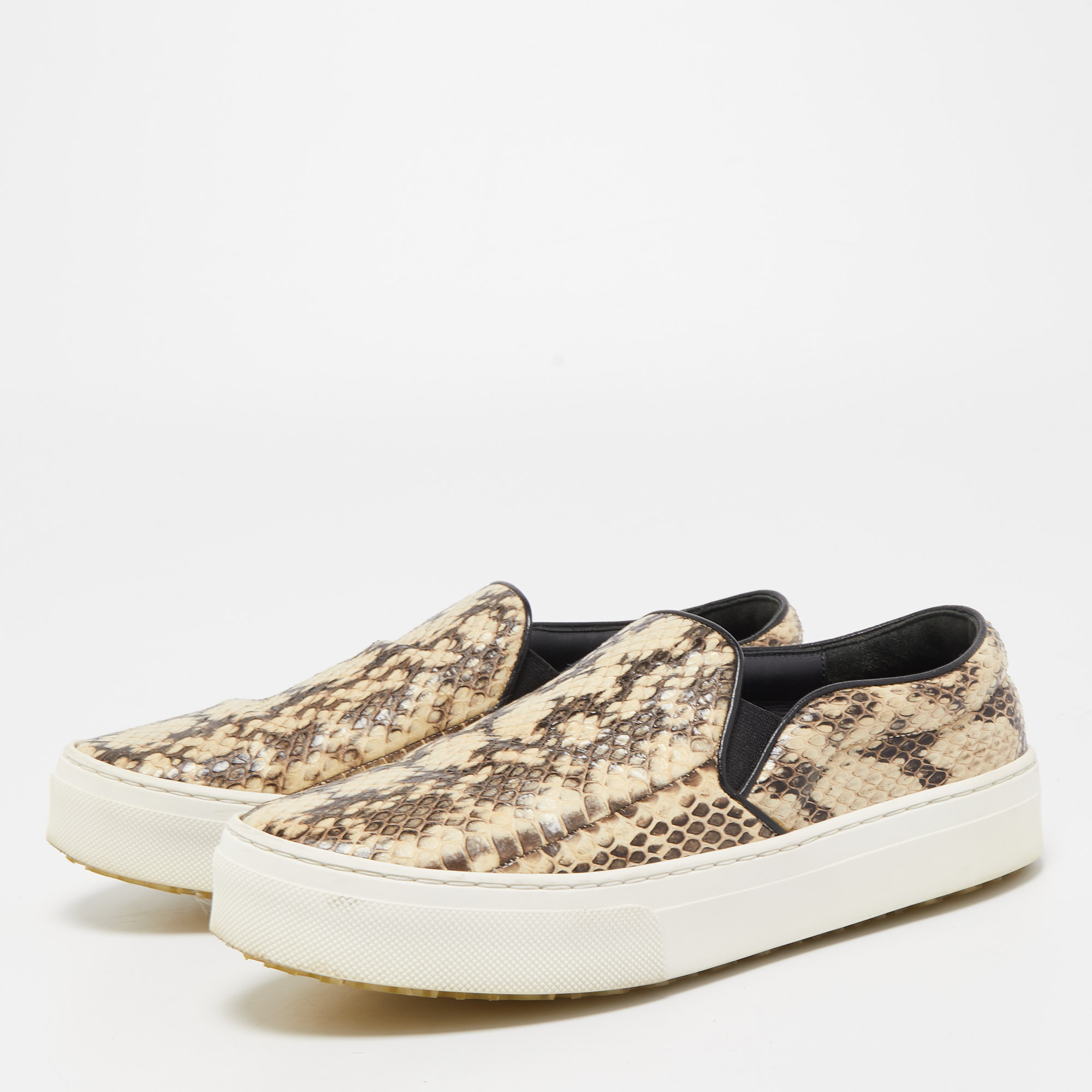 

Celine Beige/Brown Python Leather Slip On Sneakers Size