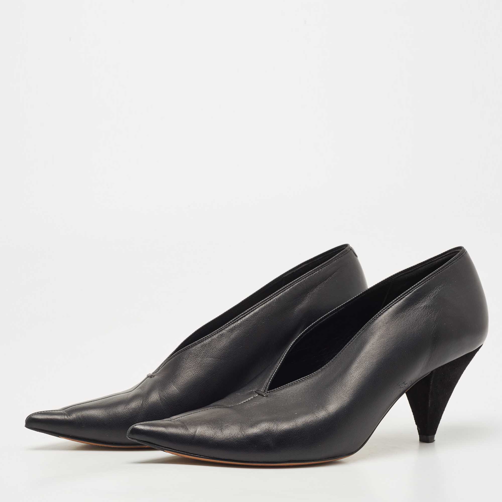 

Celine Black Leather and Suede V Neck Pointed Toe Pumps Size