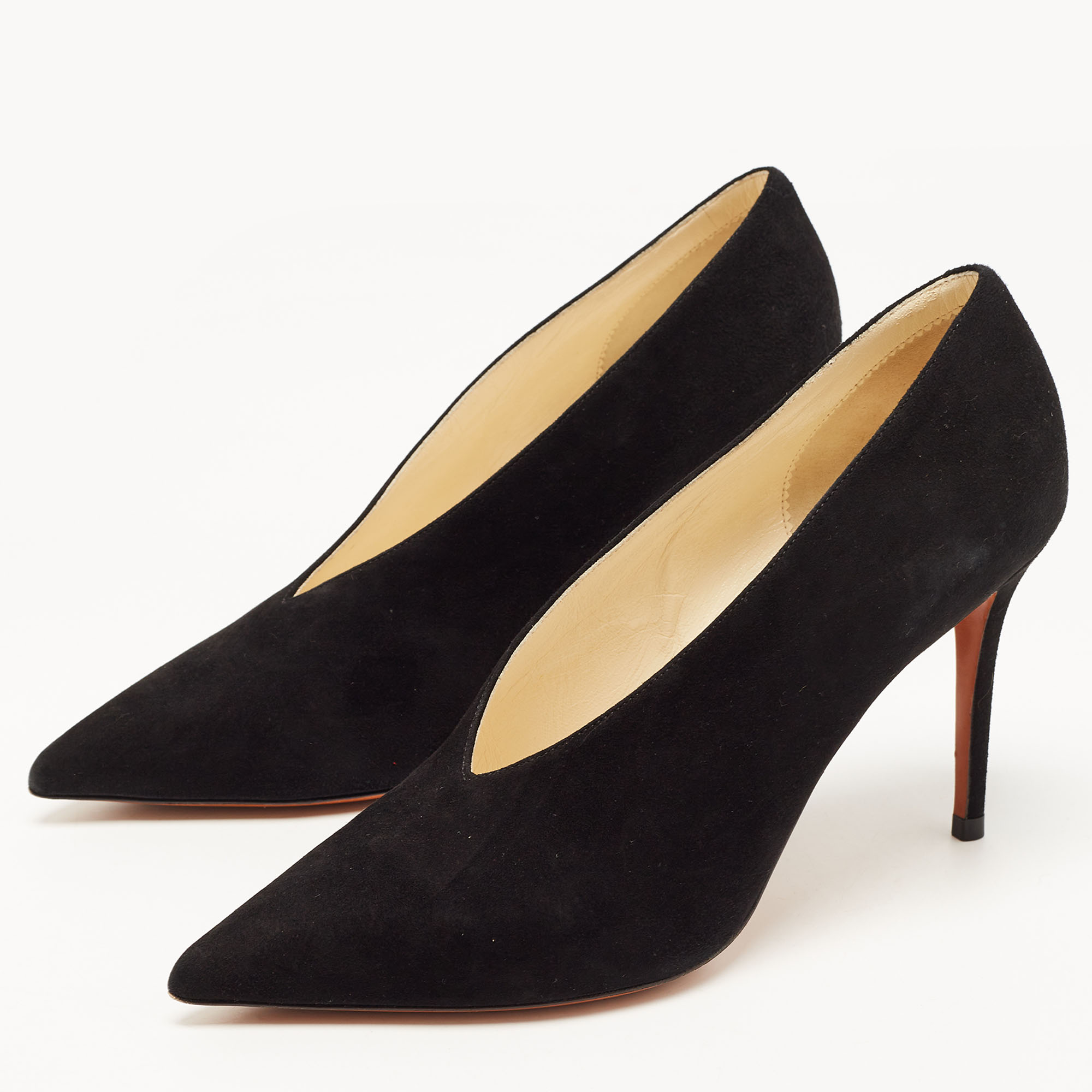 

Celine Black Suede V Neck Pointed Toe Pumps Size